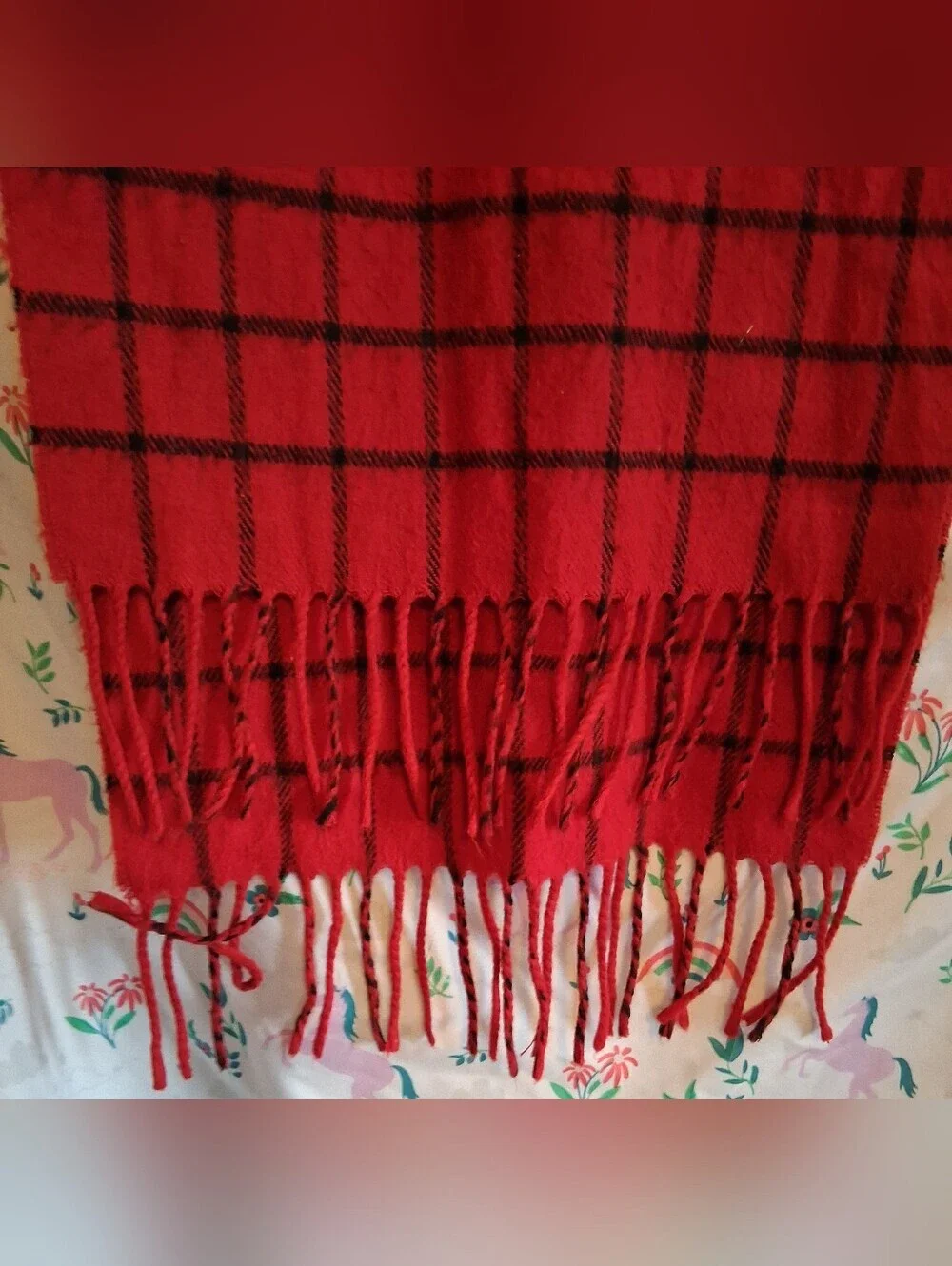 Vintage Christian Dior Cashmaire Black & Red Unisex Business Casual Scarf Wrap